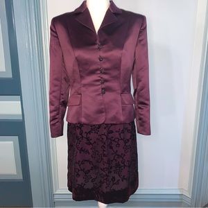 Kay Unger Vintage Velvet And Satin Skirt Suit Set Size 10